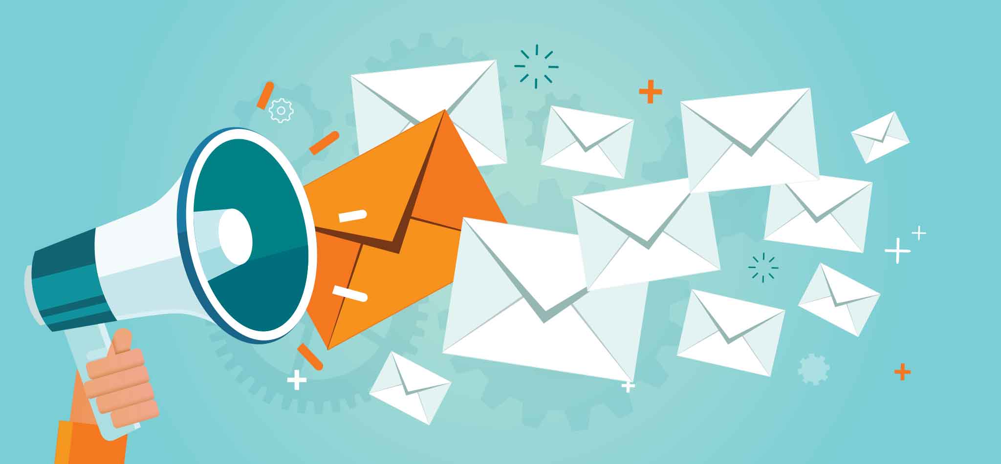 vector of megaphone and envelopes flying