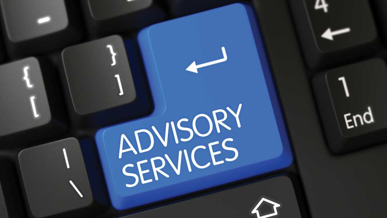 Advisory services computer button.