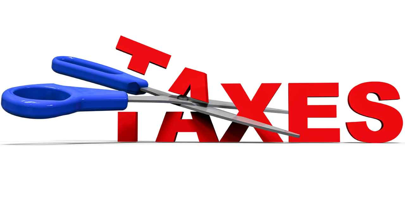 Cut taxes concept / 3D render illustration of the concept of lowering/cutting taxes.