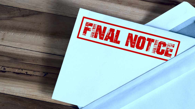 A letter with a final reminder