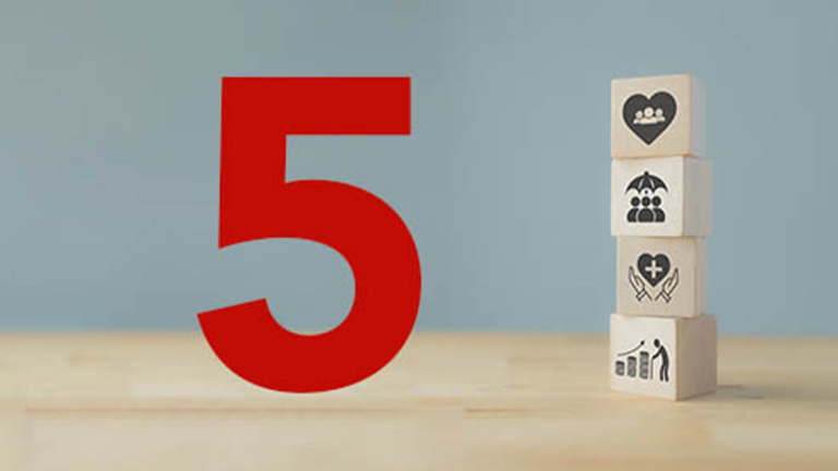 Number five and wooden blocks.