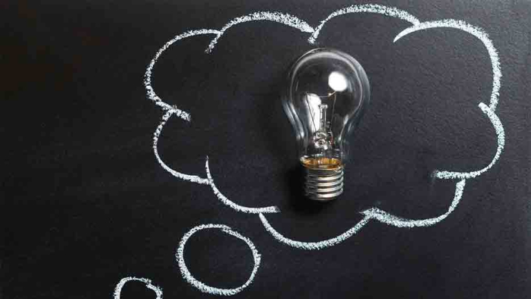 light bulb on chalkboard