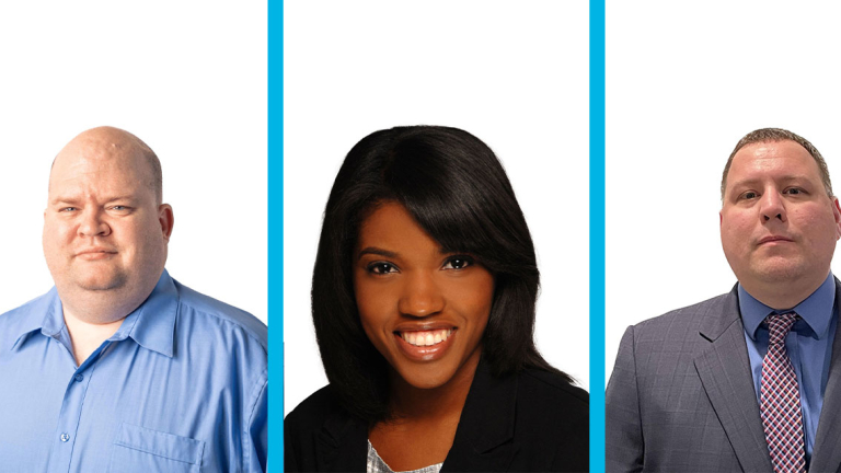 Three business professionals headshots.