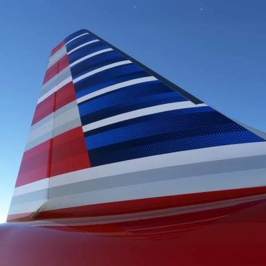 closeup of American Airlines printed tail