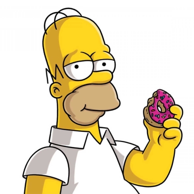 Homer Simpson eating a donut