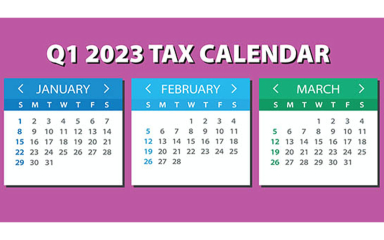 Calendars of January, February & March of 2023.