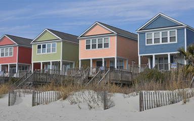 Vacation houses on a beach