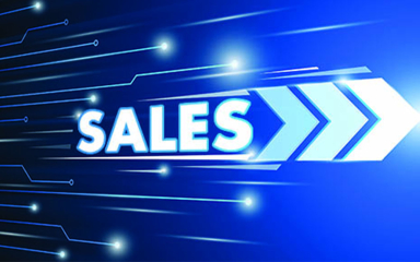 The word sales with arrows giving the illusion it's moving fast.