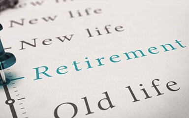 A page with incrementing marks labelled "New Life, Retirement, Old Life".