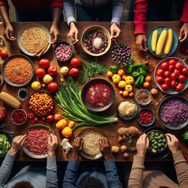 Ingredients in bowls spread across a table.