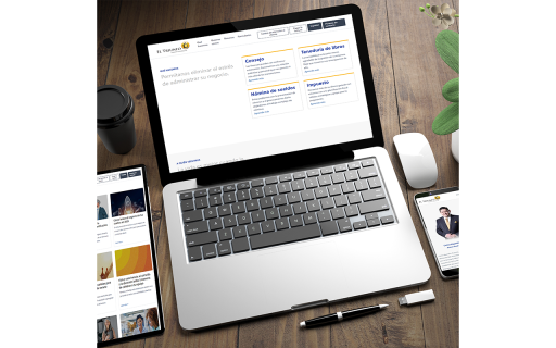 A computer, cell phone and tablet showing the El Triunfo website in Spanish.