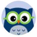 Owl wearing glasses icon.