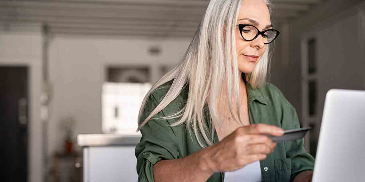 Older woman using computer