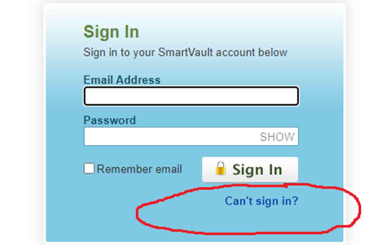 SmartVault password reset