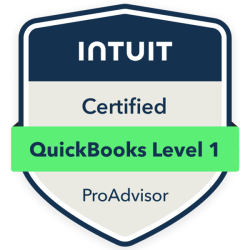 Intuit QuickBooks Level 1 Certified ProAdvisor badge