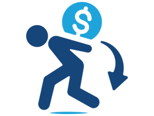 A person holding a dollar sign on their back.