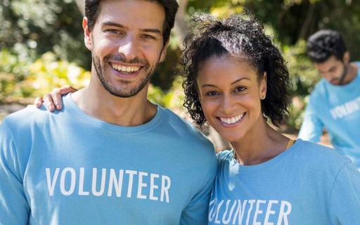 Two volunteers working for a nonprofit organization