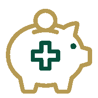 Piggy bank with a coin going into the slot and a cross on the pig