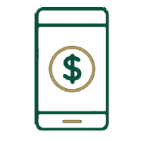 A mobile phone with a dollar sign on it