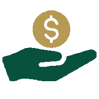 An open hand with a dollar sign over it