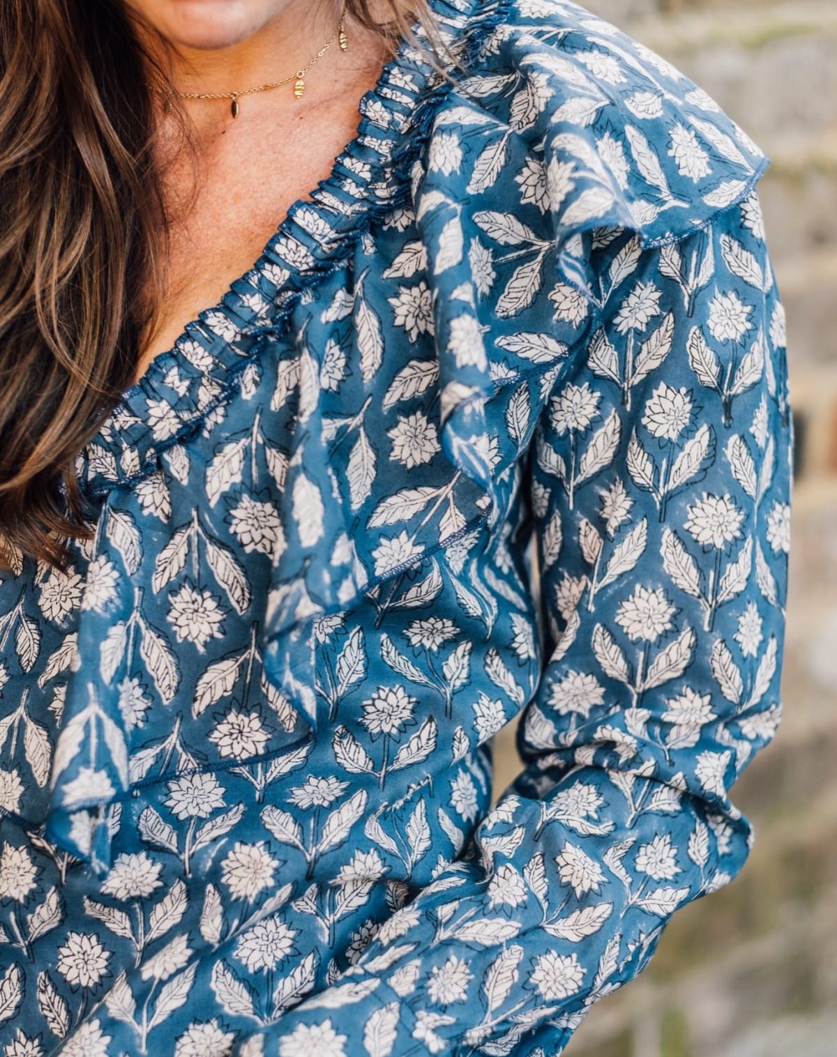 NORA Blue Iris Print Blouse