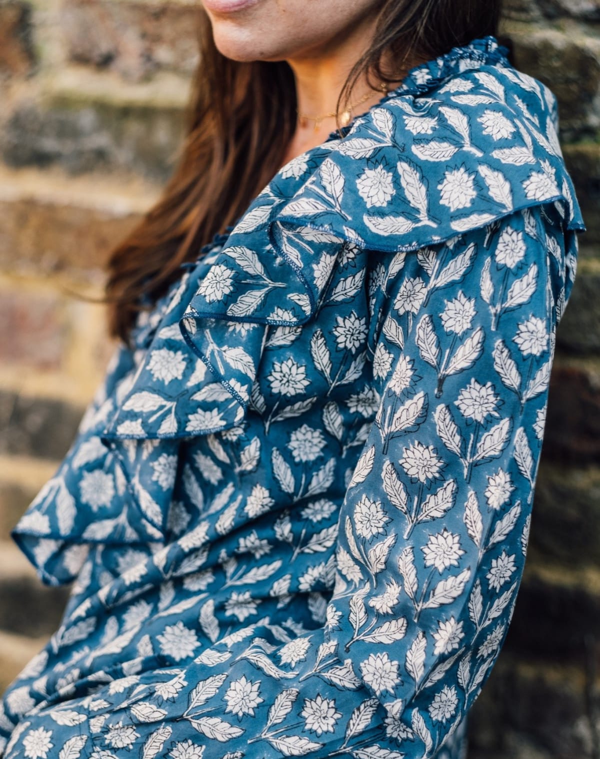 NORA Blue Iris Print Blouse