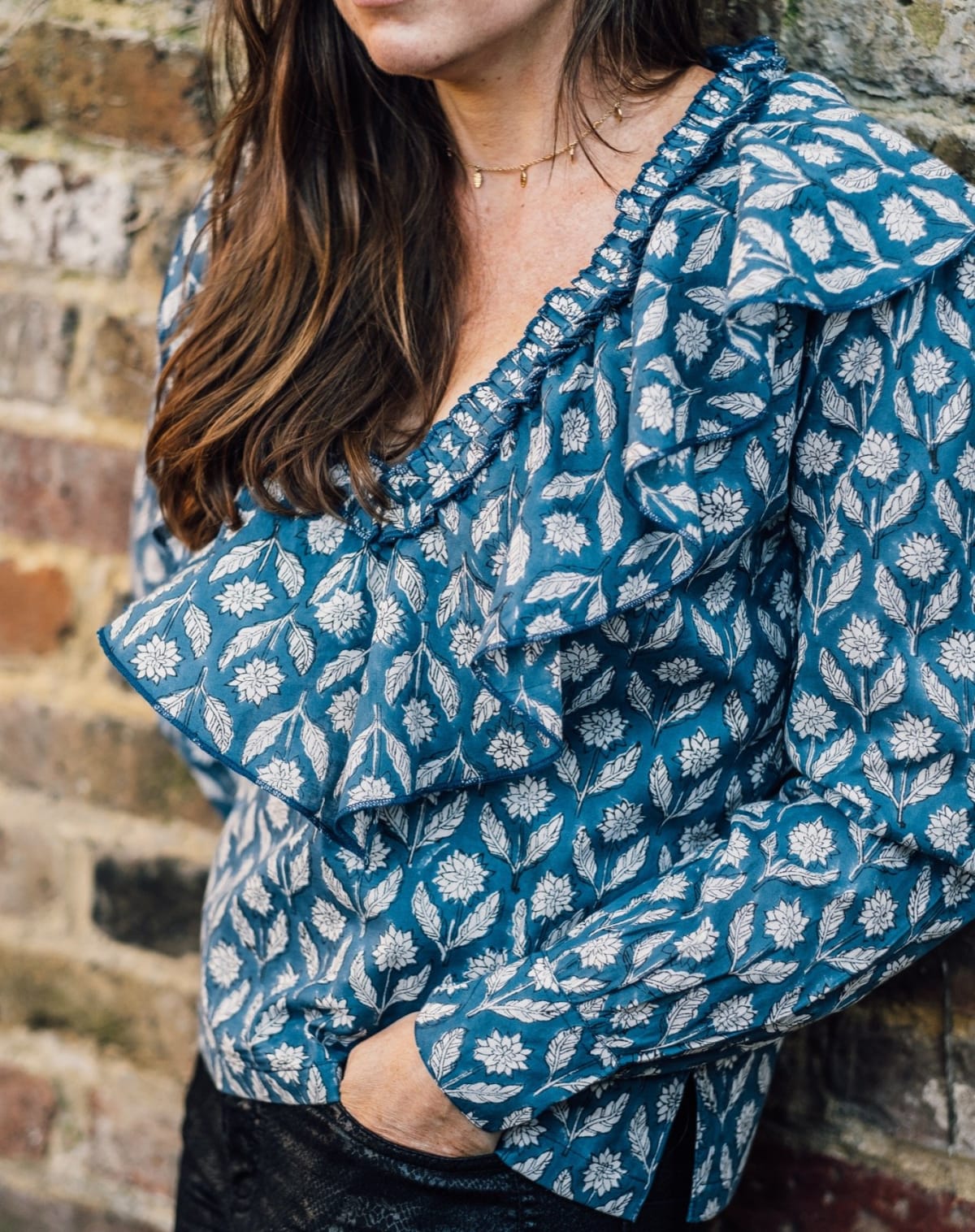 NORA Blue Iris Print Blouse