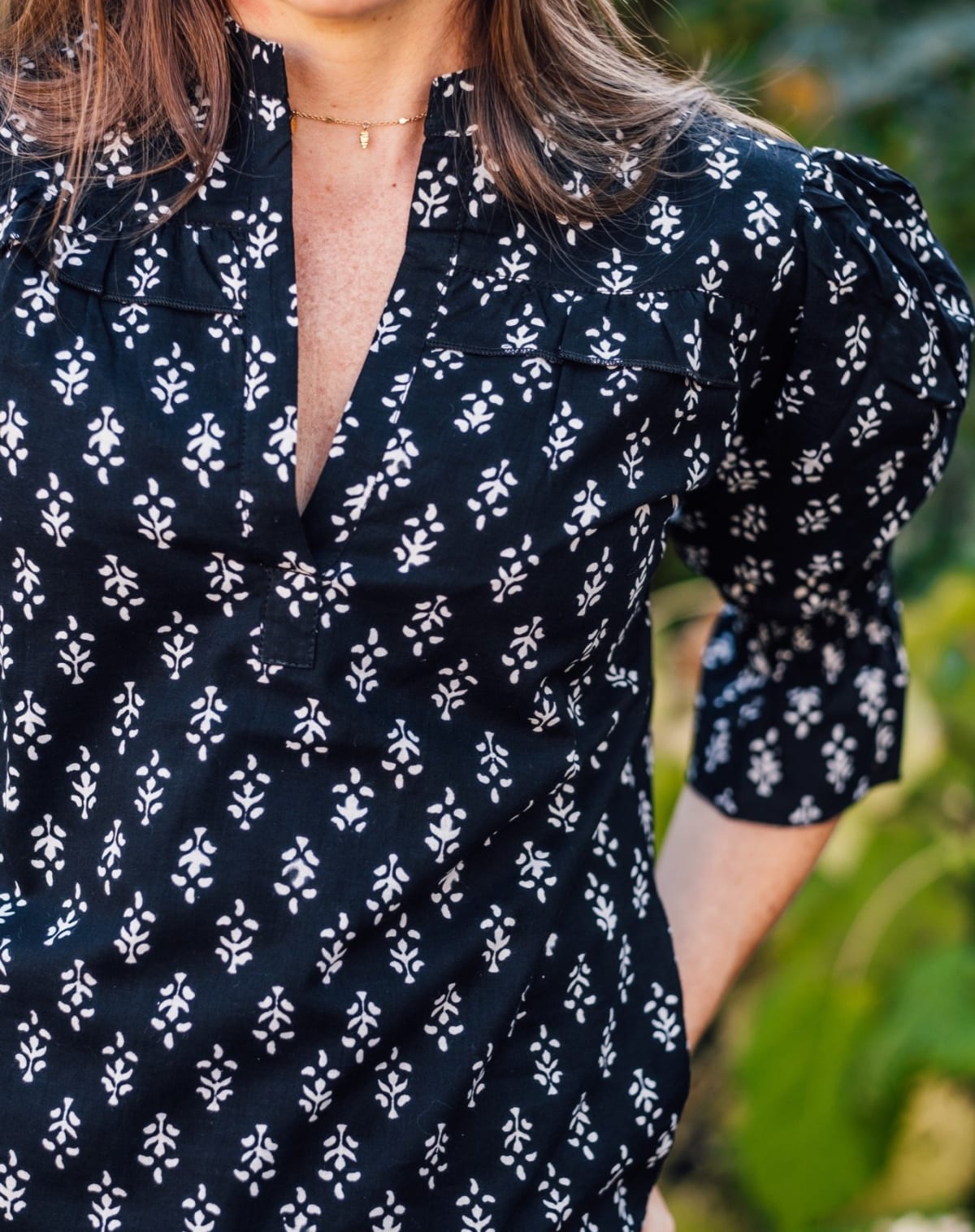 STELLA Black Buti Print Blouse