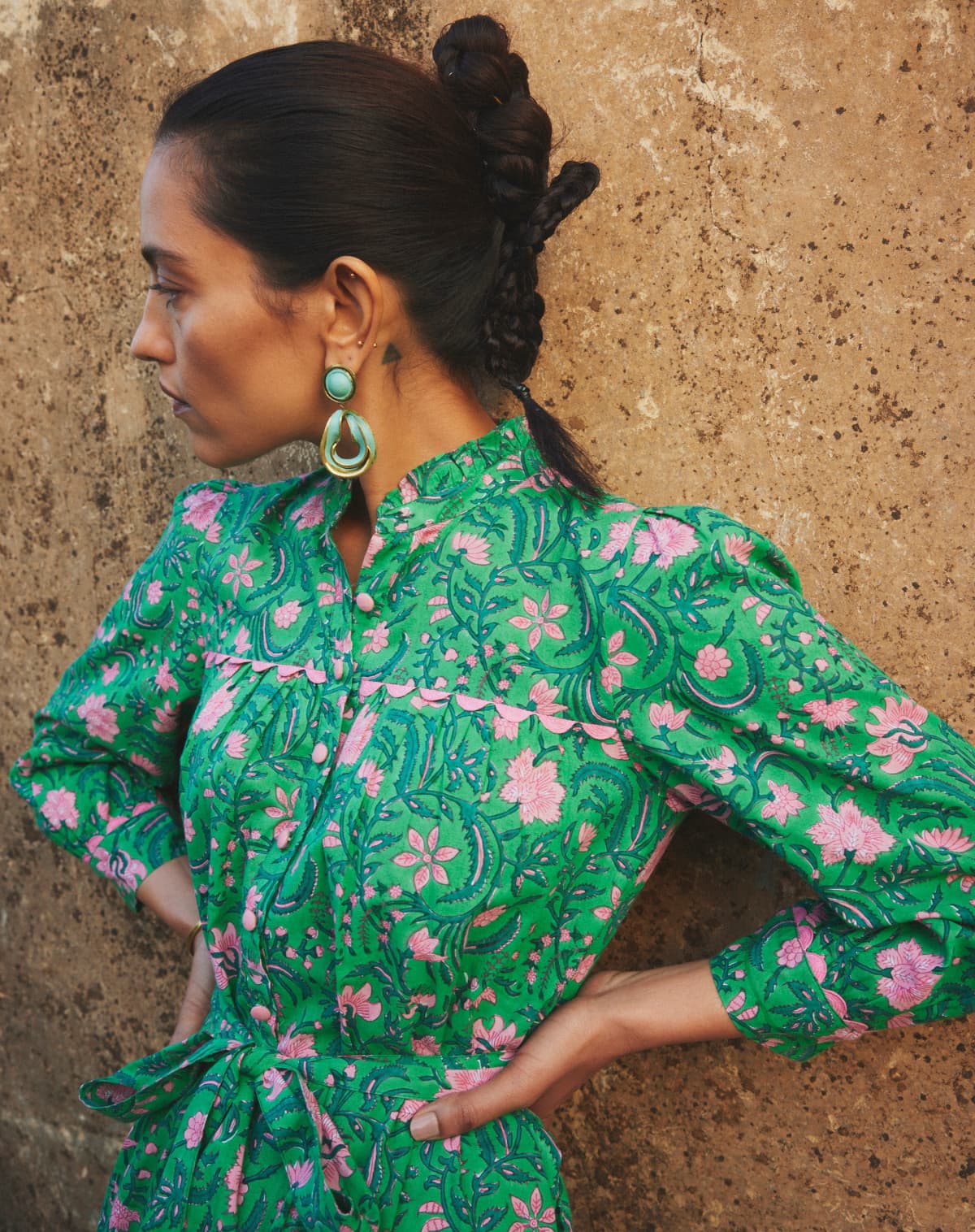 Pink City Prints Margot Dress in Forest Rose