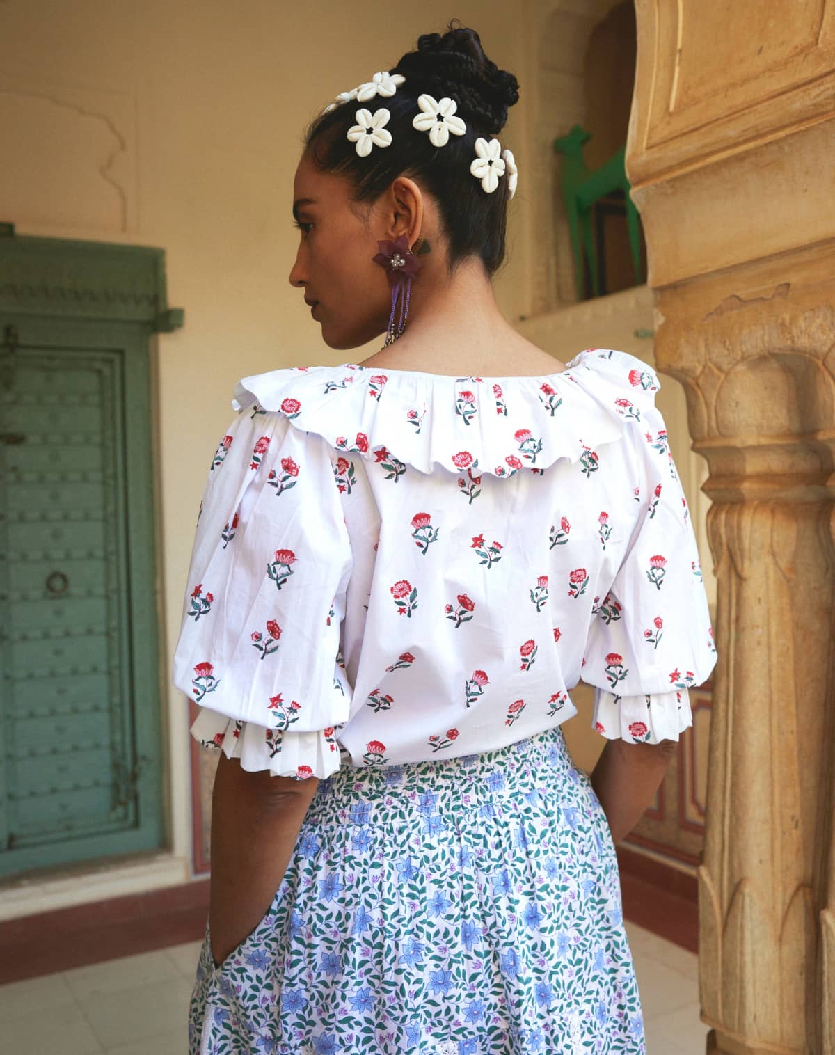 Pink City Prints Ava Top in Mini Blossom