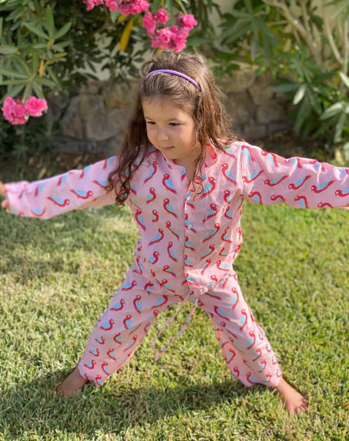 The Almirah Kids Tota Bird Pyjamas Set in Pink