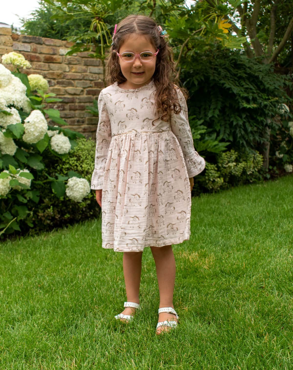 The Almirah Kids Cotton Dress in Unicorn Print
