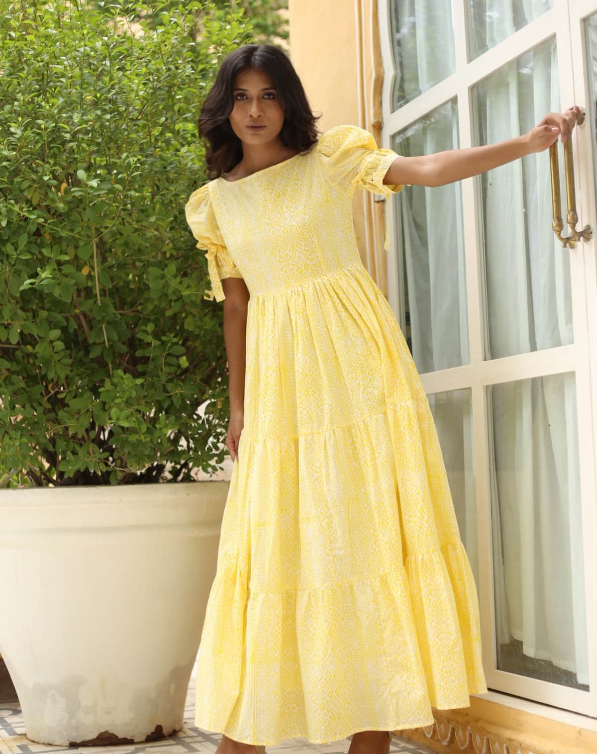 Monsoon & Beyond Gigi Dress in Yellow Mateus Floral Print
