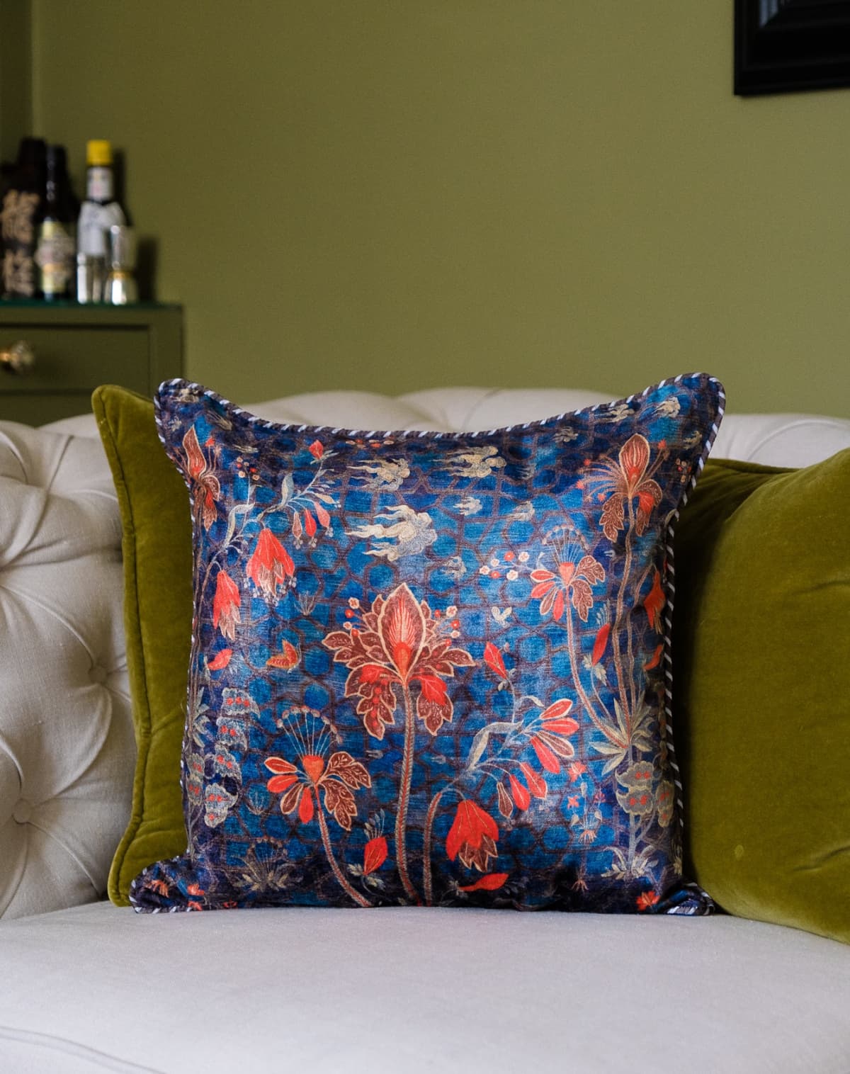Aman Arora Ishfahan Boota Cushion in Midnight Blue