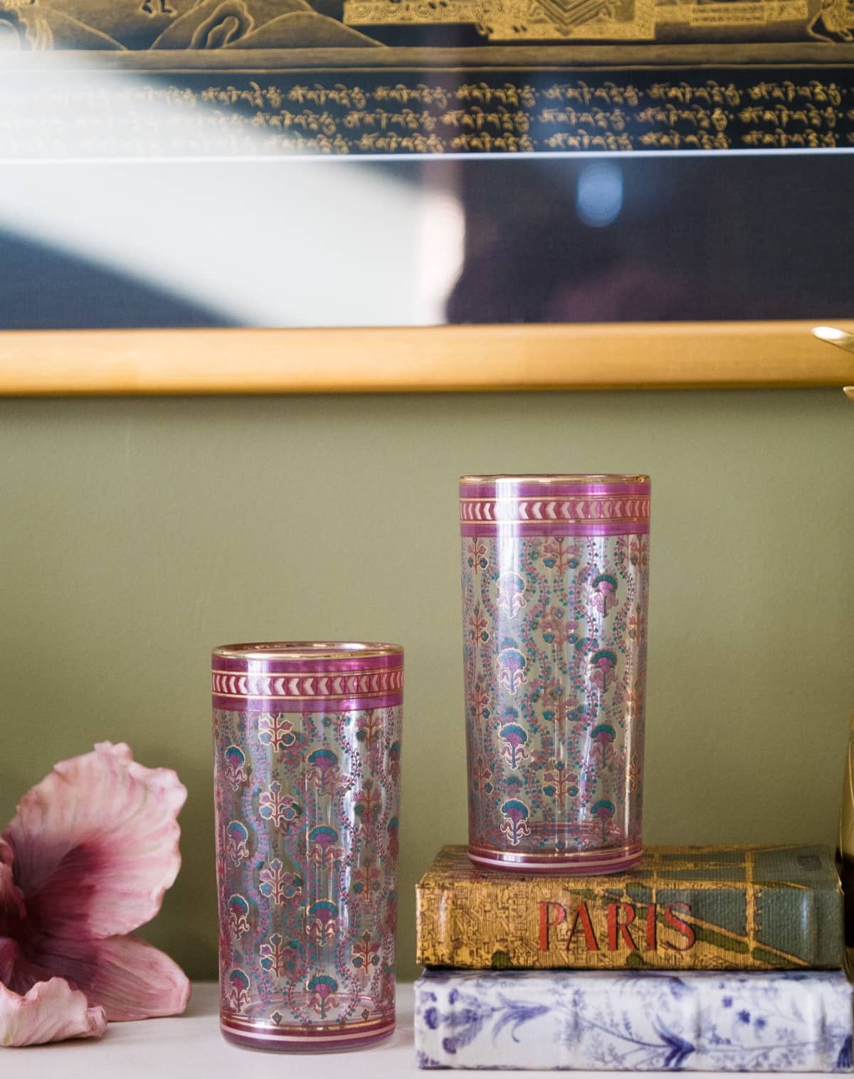 Ritu Kumar Indian Floral Glasses Set in Pink