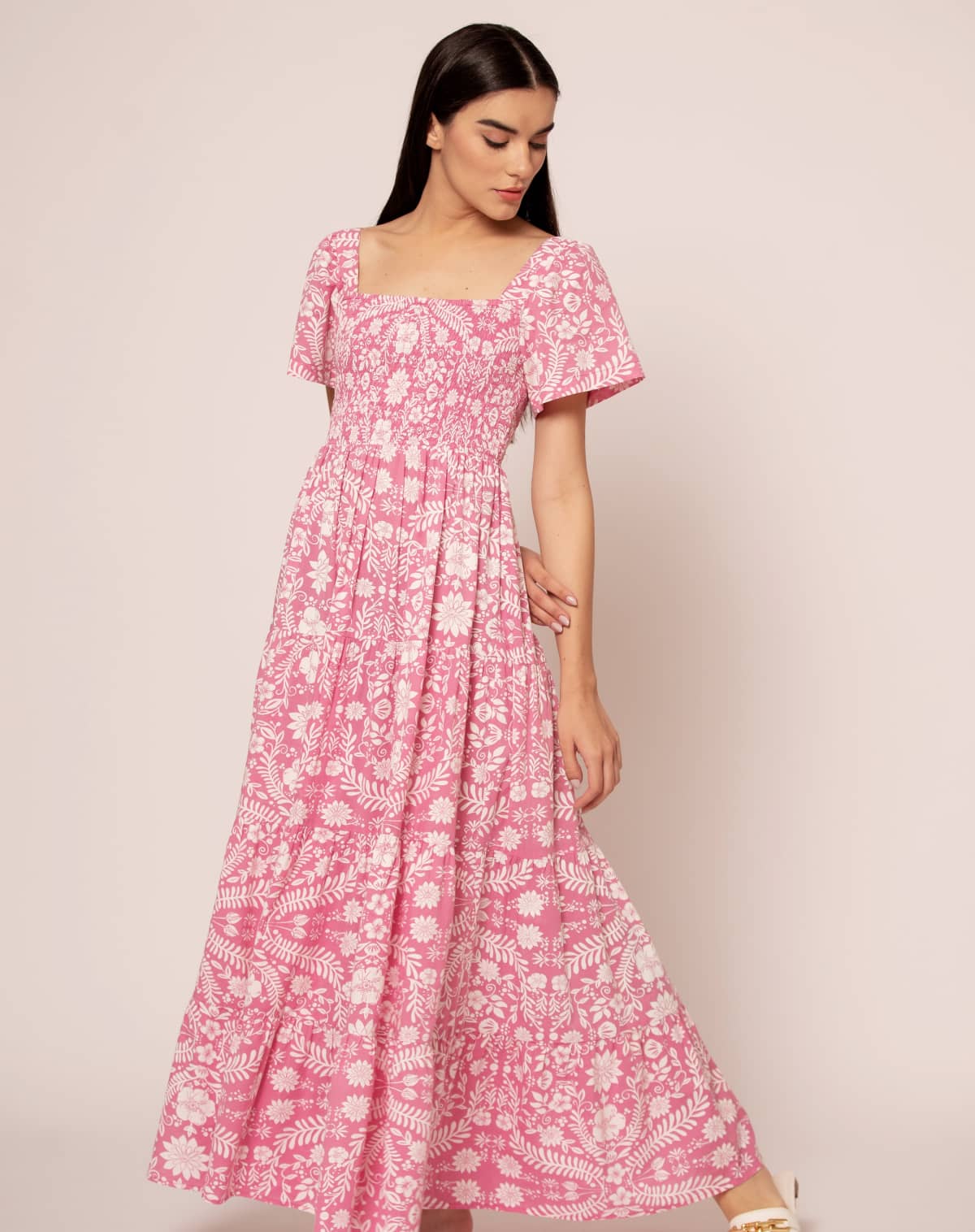 Beyond By Vera Rosie Spring Dress in Paradiso Pink