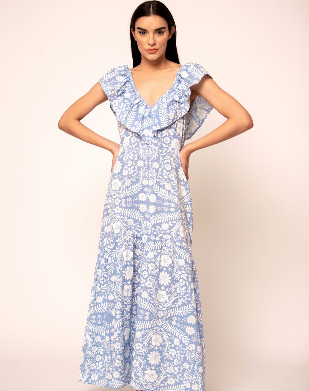 Beyond By Vera Ella Spring Dress in Paradiso Blue