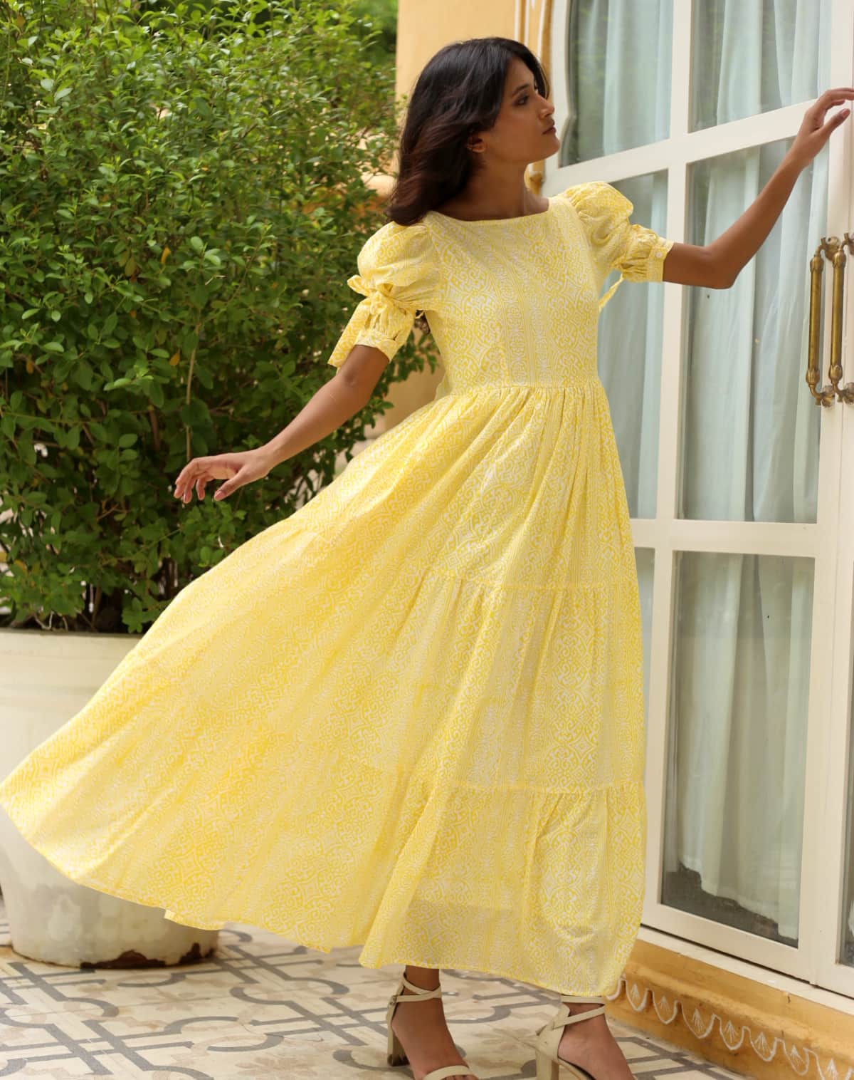 Monsoon & Beyond Gigi Dress in Yellow Mateus Floral Print