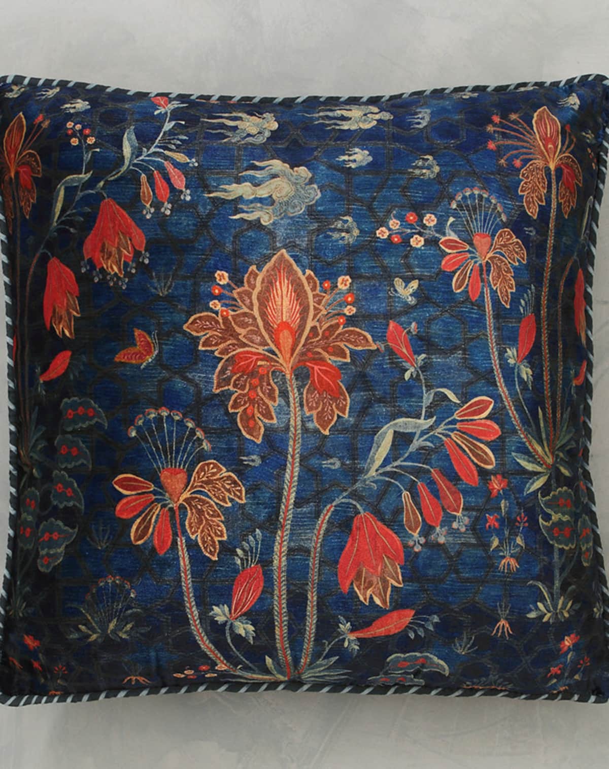 Aman Arora Ishfahan Boota Cushion in Midnight Blue