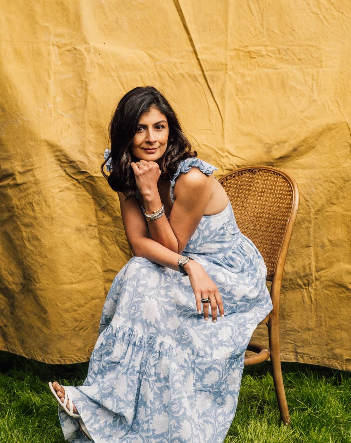Monsoon & Beyond Juna Sun Dress in Blue Rohida Floral Print