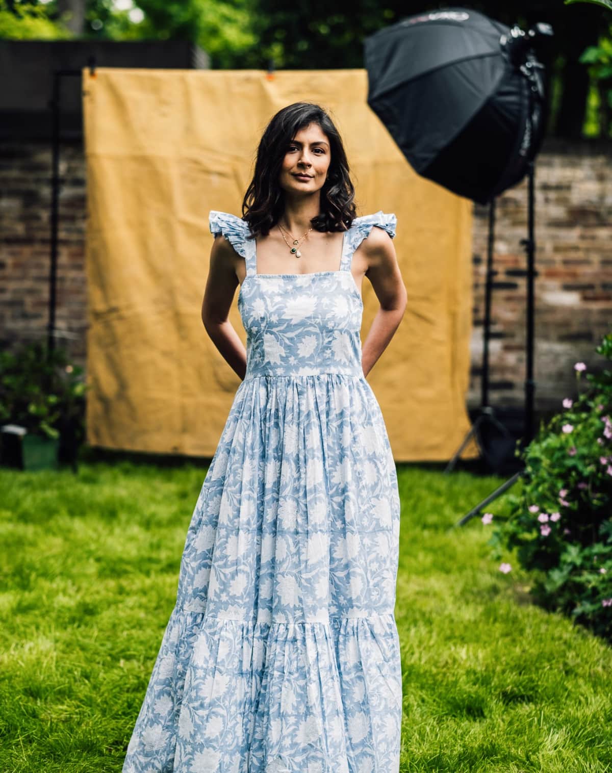 Monsoon & Beyond Juna Sun Dress in Blue Rohida Floral Print
