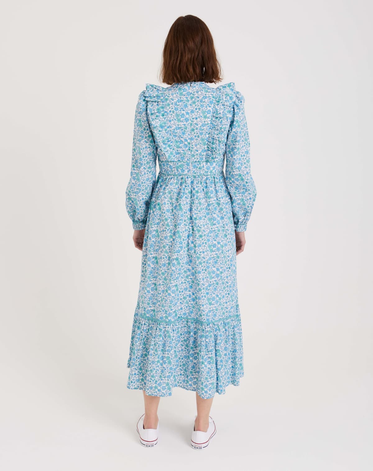 Pink City Prints Margaret Dress in Mint Hyacinth Print