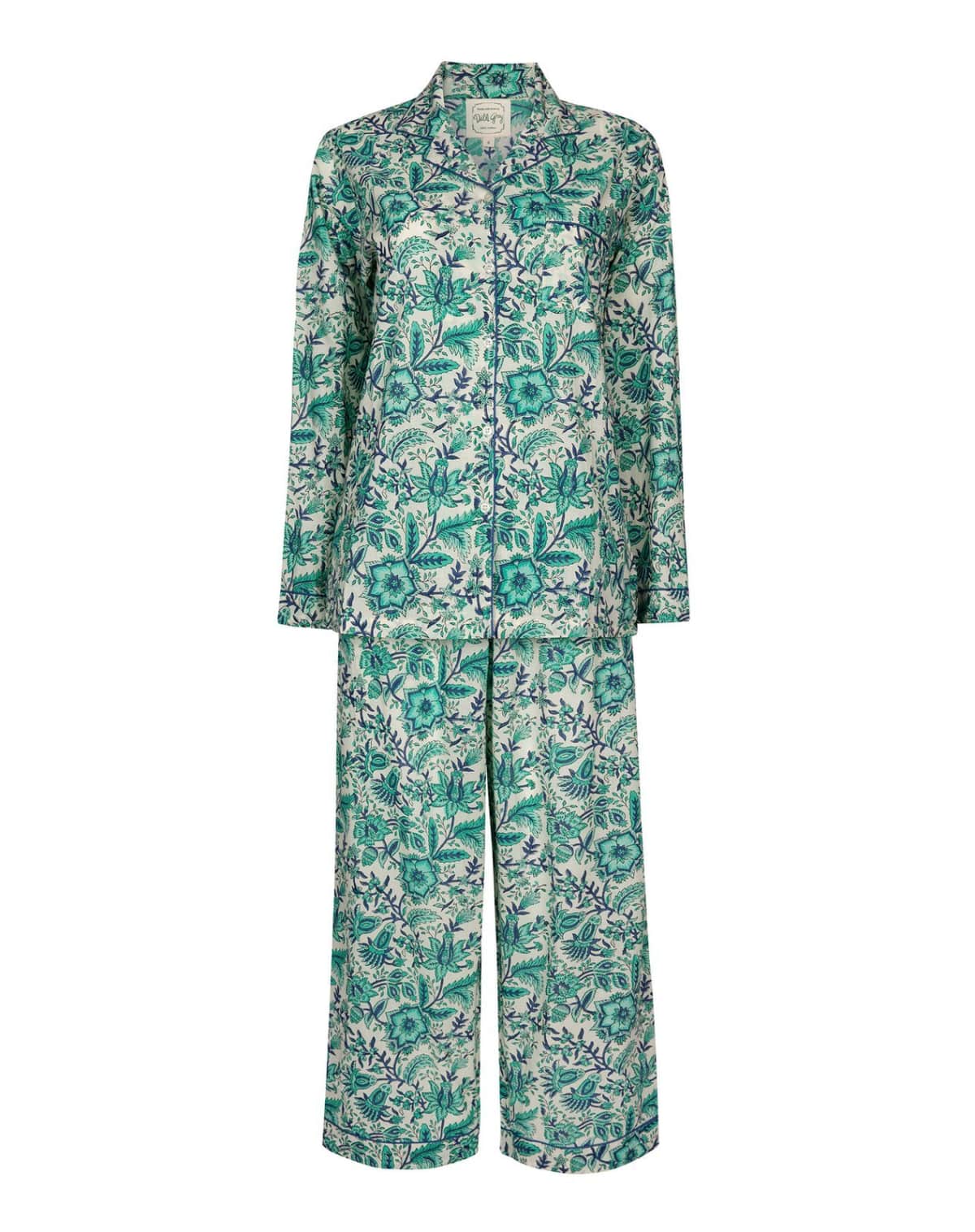 Dilli Grey Cotton Pyjama Set in Spruce Green