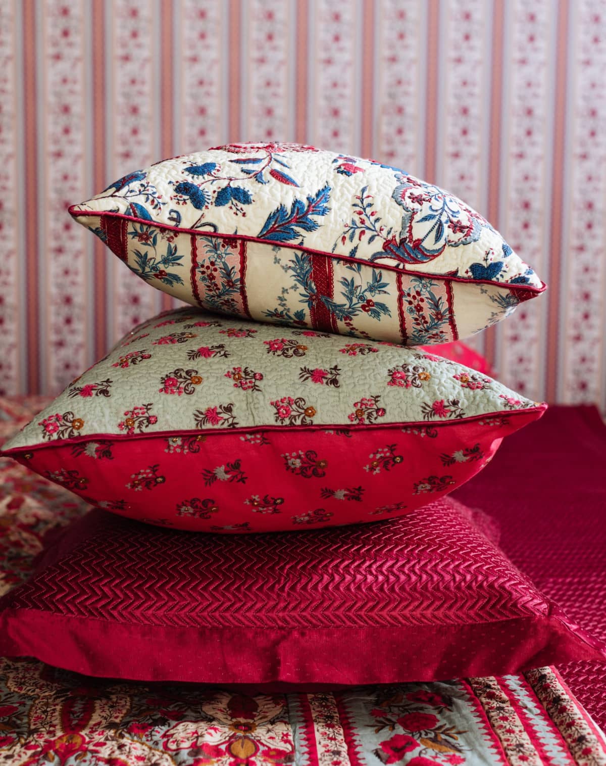 Ritu Kumar Embroidered Cotton Voile Cushion in Pink