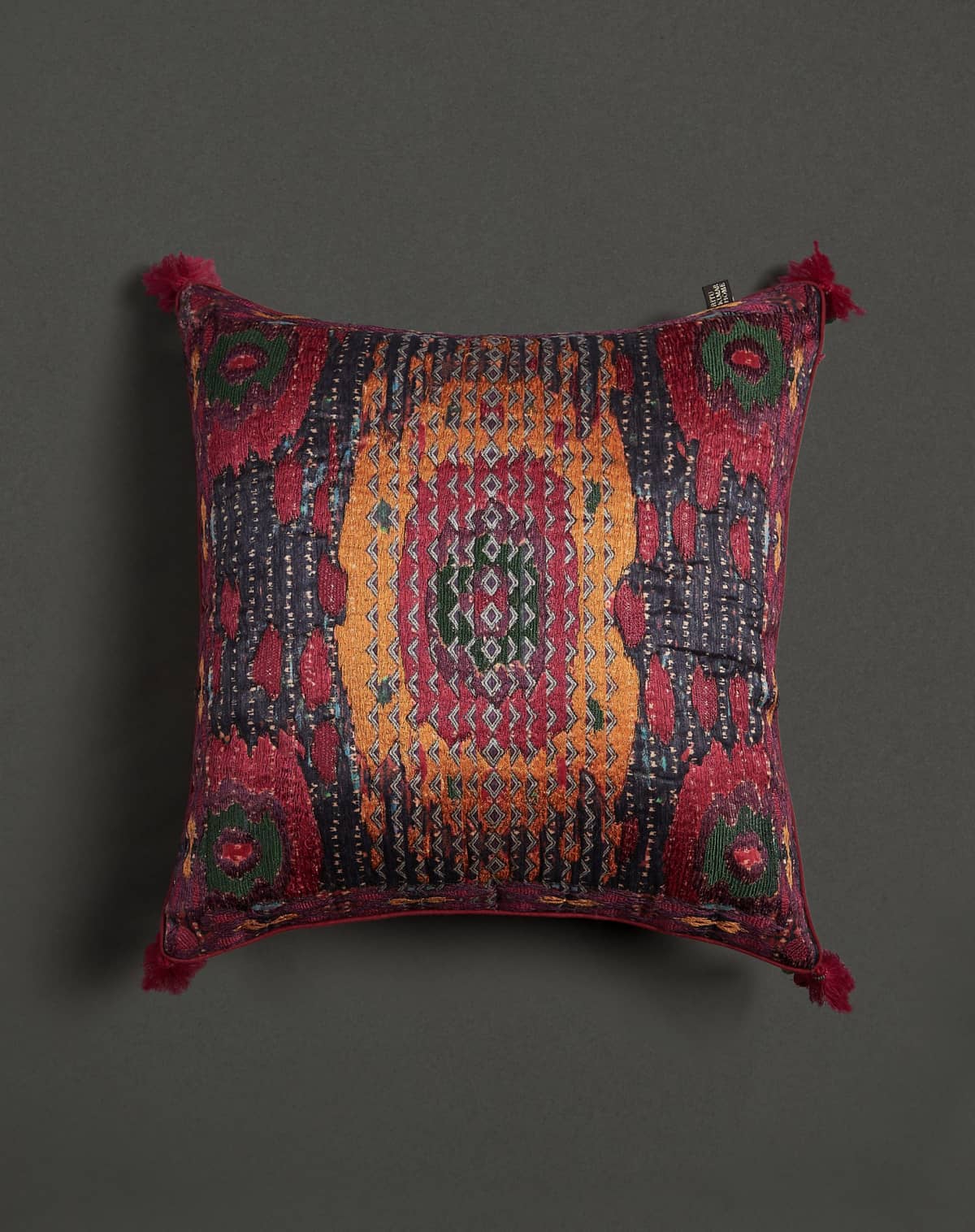 Ritu Kumar Small Ikat Cushion in Pink Mysore Silk