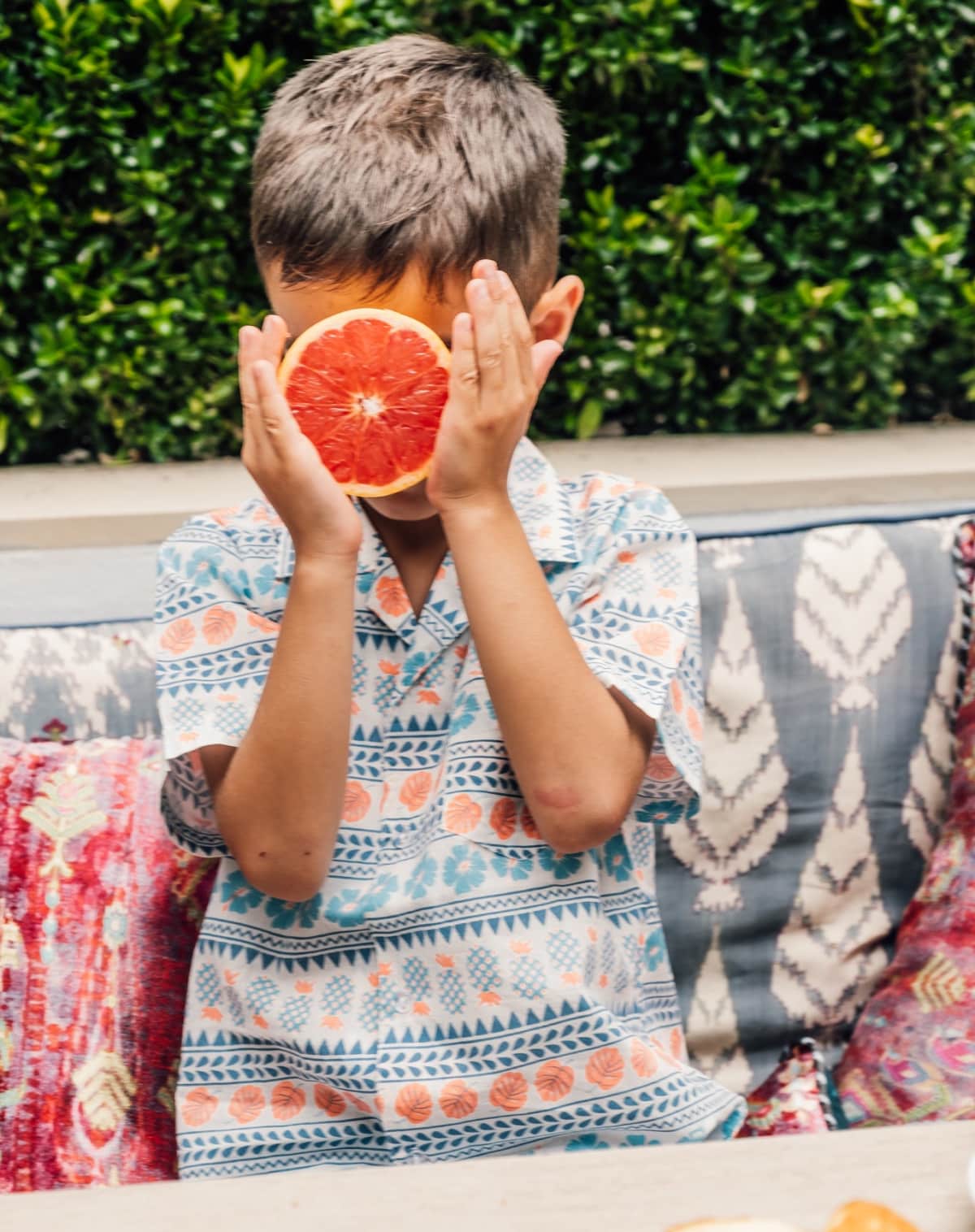 The Almirah Kids Hibiscus Floral Print Cotton Shirt