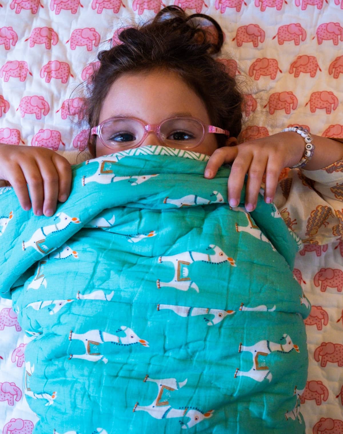Handmade kid's quilt with a cute Llama print
