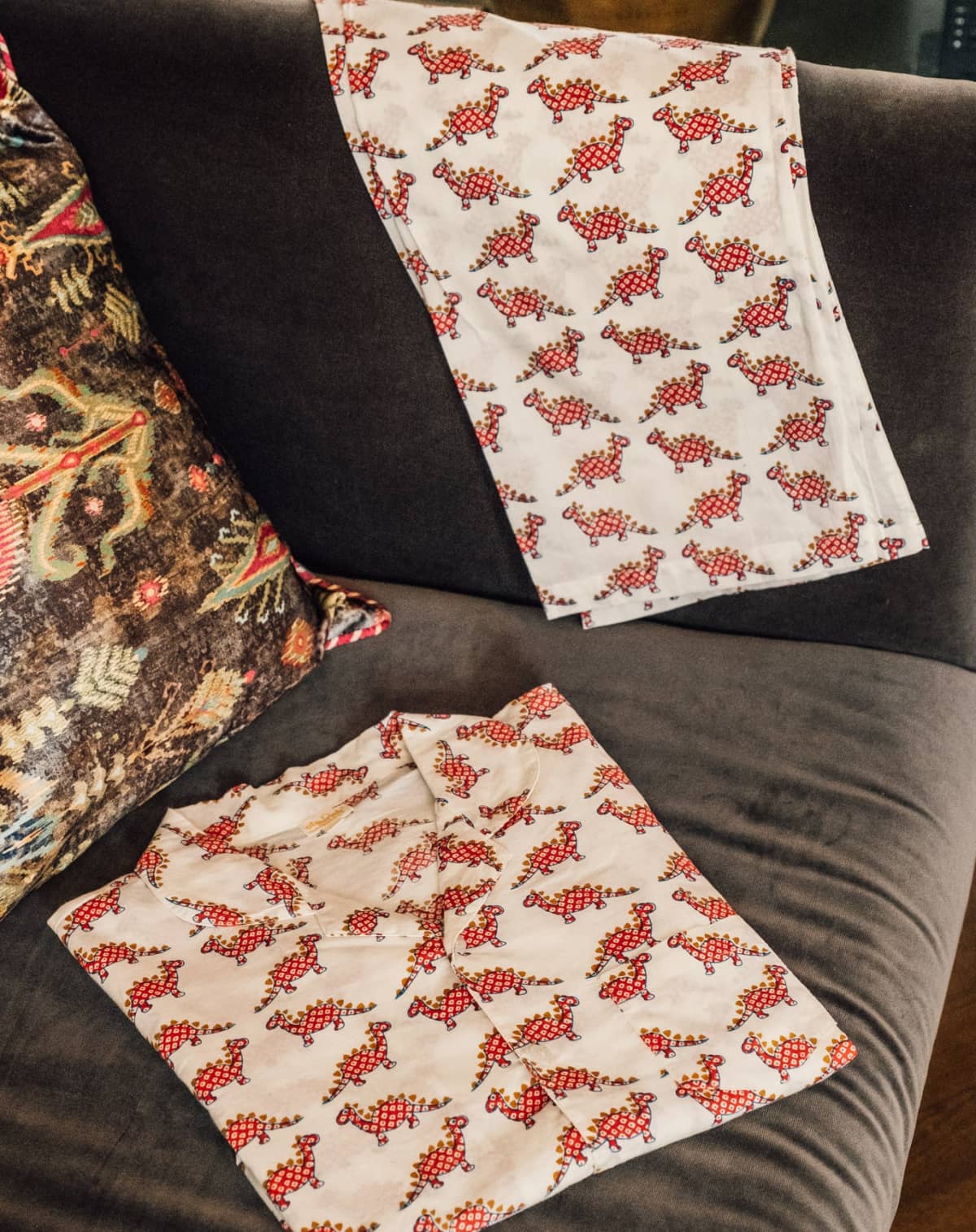 The Almirah Kids Dinosaur Pyjamas Set in Red