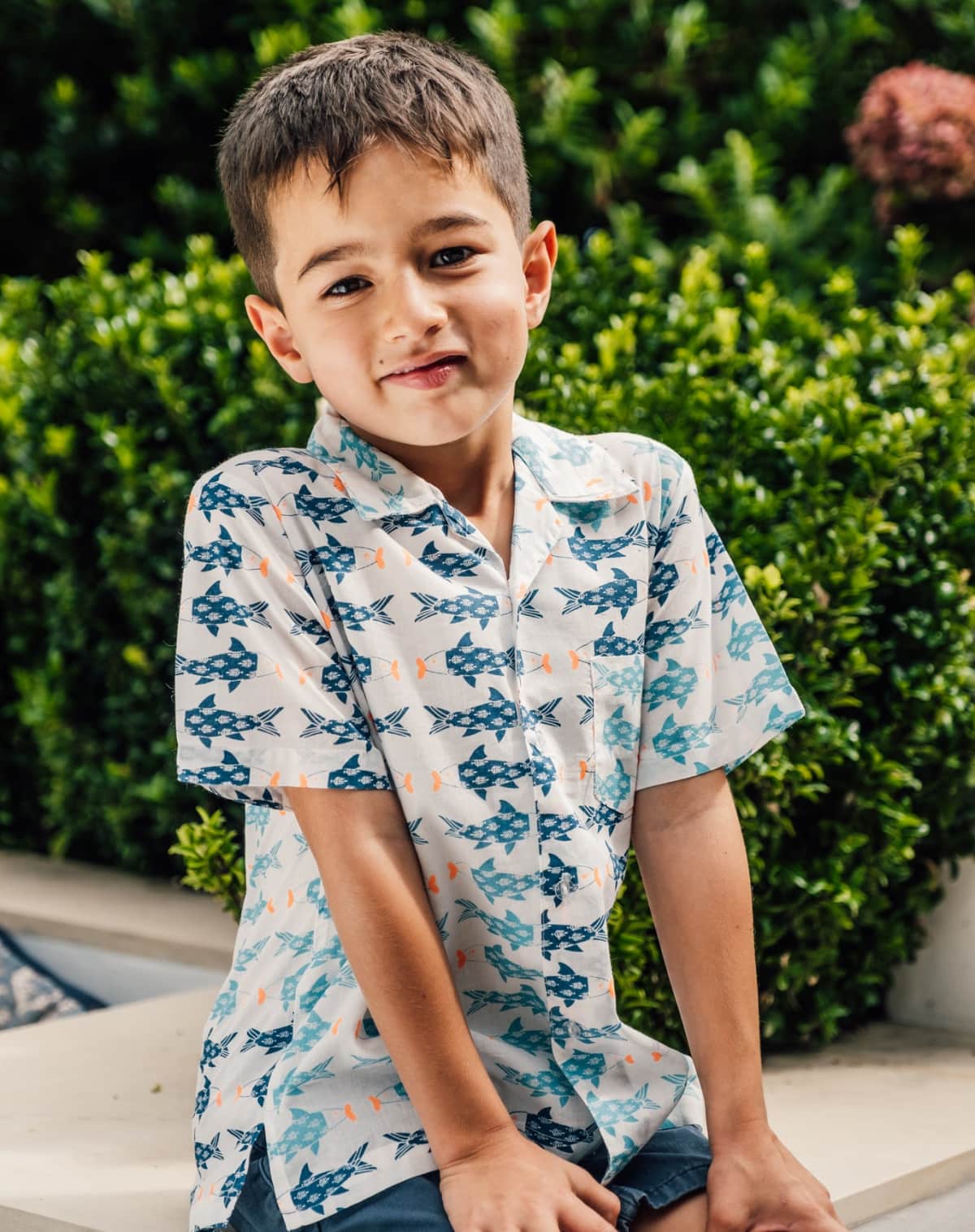 The Almirah Aquafish Kids Cotton Fish Print Shirt
