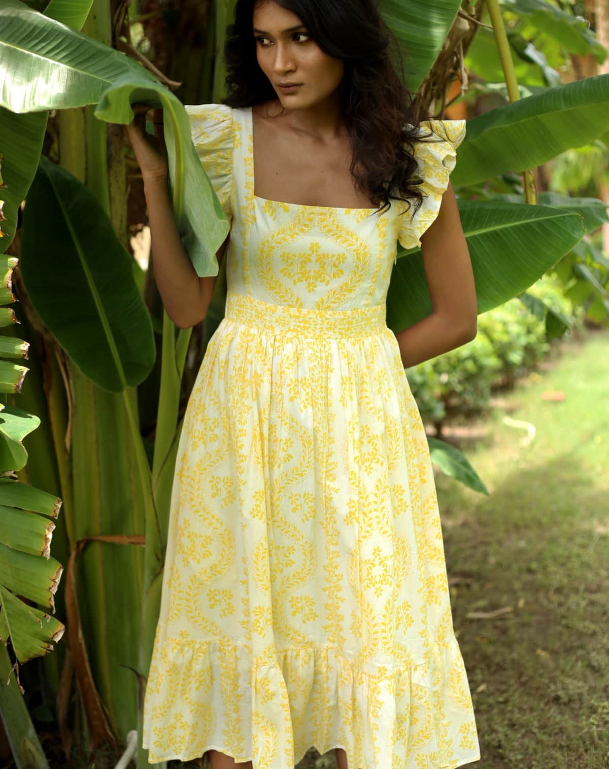 Monsoon & Beyond Sofia Dress in Frangipani Floral Print